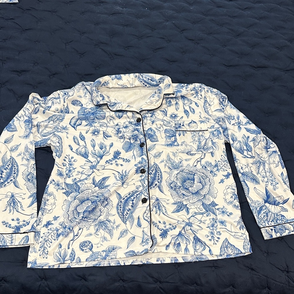 Floral Blue 3 piece pajama set